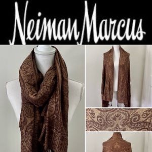 Neiman Marcus Brown Paisley Scarf
